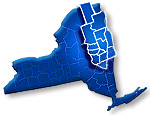 Map of New York State highlighting counties participating in the BOCES Distance Learning Program